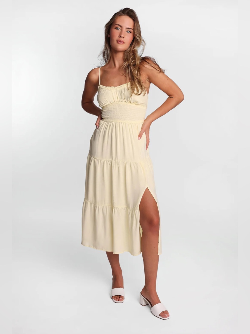 NWT Bluenotes Smocked Waist Cross Back Maxi Dress